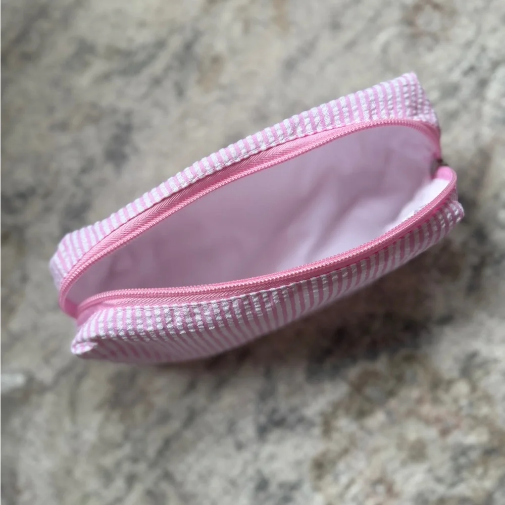 Seersucker Pencil Makeup Case Pink Stripe